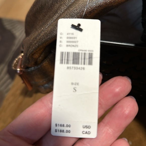 Gold faux leather motorcycle jacket by Anthropologie. - Picture 9 of 9